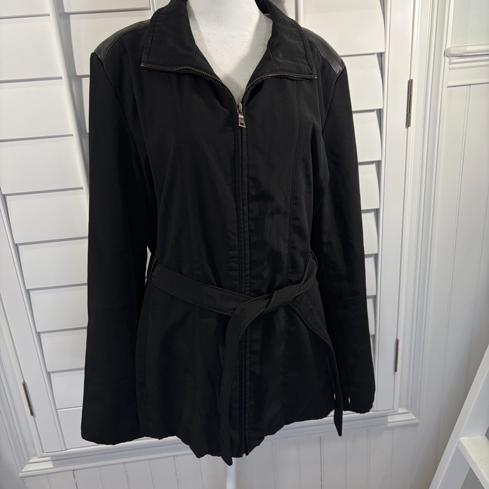 Marc New York Black Trench Coat with Belt
